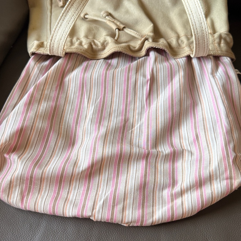 Vintage Fossil Beige and Pink Drawstring Tote Bag - Picture 12 of 13